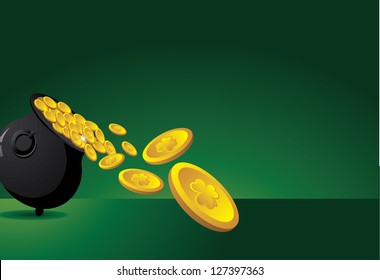 St. Patrick's Day Pot of Gold Background. EPS 8 vector, no open shapes or paths, grouped for easy editing.