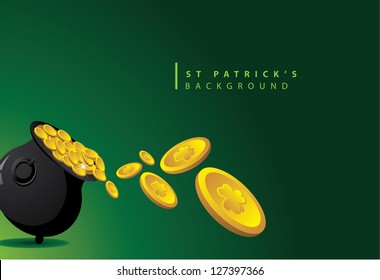 St. Patrick's Day Pot of Gold Background. EPS 8 vector, no open shapes or paths, grouped for easy editing.