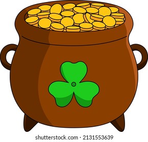 St. Patricks Day Pot Gold Cartoon Clipart Vector