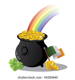 St. Patrick's Day Pot of Gold EPS 8 vector, grouped for easy editing. No open shapes or paths.