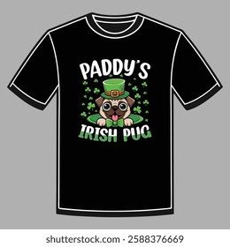 St patrick's day pug dog vector T-shirt design