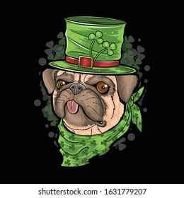 ST. PATRICK'S DAY PUG PUPPY DOG ARTWORK VECTOR