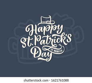 St. Patrick's Day quote, typography greeting card template. Lettering slogan for print, t-shirt, festive design element. Vector illustration