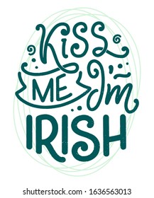 St. Patrick's Day quote, typography greeting card template. Lettering slogan for print, t-shirt, festive design element. Vector illustration