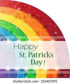 St. Patrick's Day rainbow background with clover pattern 