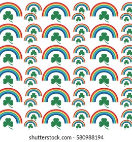 st patricks day rainbow clover seamless pattern vector illustration eps 10