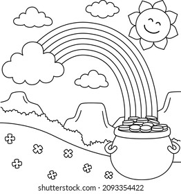 St. Patricks Day Rainbow Coloring Page for Kids