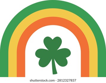 St. Patrick's Day rainbow and shamrock illustration.
Cute Saint Patricks day clipart. 
St.Patrick's Day element Isolated. 
Transparent background.