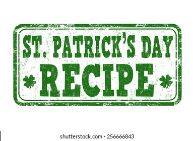 St. Patrick's Day recipe grunge rubber stamp on white background, vector illustration