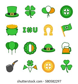 St. Patricks Day related vector icon set. Saint patricks day colorful vector icons.