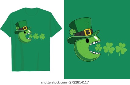 St. Patrick's Day Retro Arcade Clover Eater T Shirt Design
