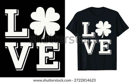 St. Patrick's Day Retro Love Four-Leaf Clover T-Shirt Design