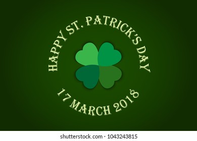 St. Patrick's Day. Retro style emblem of clover. Typography. Vector illustration.