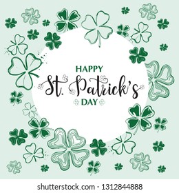 St. Patrick's Day. Retro Style Emblems leaf clover. 