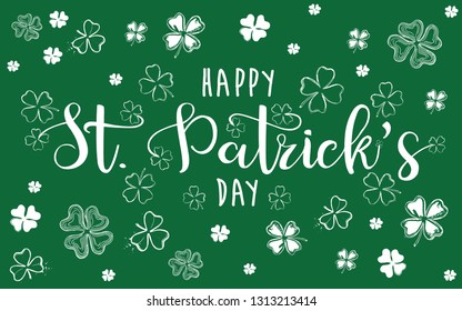St. Patrick's Day. Retro Style Emblems leaf clover. 