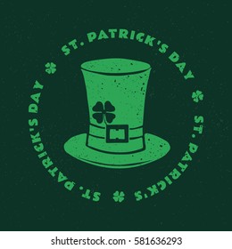 St. Patrick's Day. Retro Style Emblems hat Leprechaun. Typography. Vector illustration.