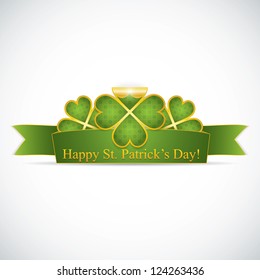 St. Patrick's Day ribbon with clovers, vector