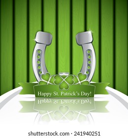 St. Patrick's Day ribbon and a horse shoe 