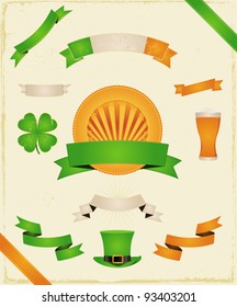 St. Patrick's Day (Ribbons And Banners Collection)/ Illustration of a set of elements for St-Patrick's Day celebration, the famous irish  national holiday event