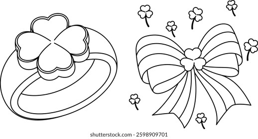St Patrick's Day Ring and Bow Coloring Page For Kids