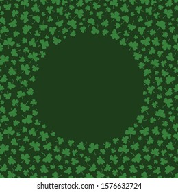 St Patrick's day round frame, clover background, vector