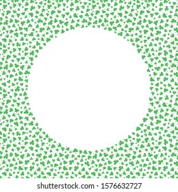 St Patrick's day round frame, clover background, vector