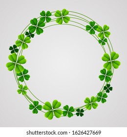 St Patrick's day round frame with green clovers