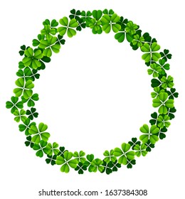 St Patrick's day round frame with green clovers