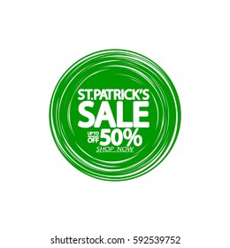 St Patricks Day Sale, up to 50 percent off, banner design template, vector illustration