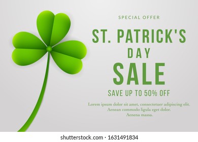 St. Patrick's Day sale background with clover leaves