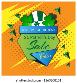 St. Patrick's Day sale banner. designs for posters, backgrounds, cards, banners, stickers, etc
