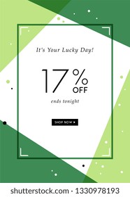 St. Patrick's Day sale banner with stylish background for social media, ads and email design, web site, poster, store display, advertising print, promotional material and announcement.