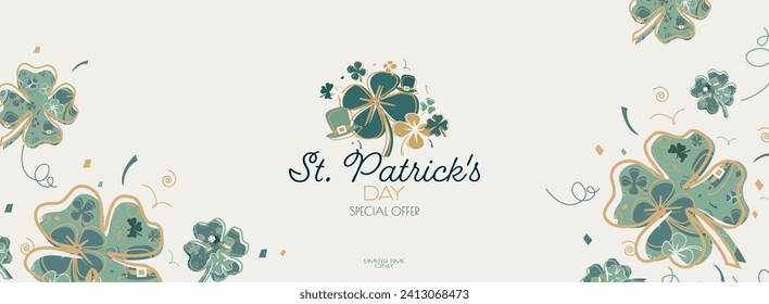 St. Patricks Day sale banner. Special offer. Modern design.