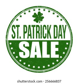 St. Patrick's Day sale grunge rubber stamp on white background, vector illustration