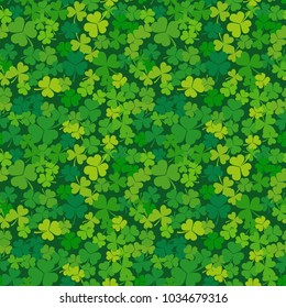 St. Patricks day seamless background. Vector clover or shamrock pattern