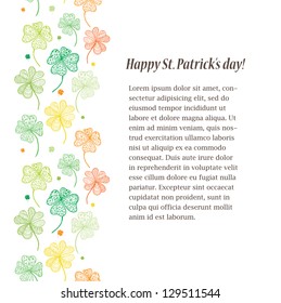 St. Patrick's day seamless clover line background.