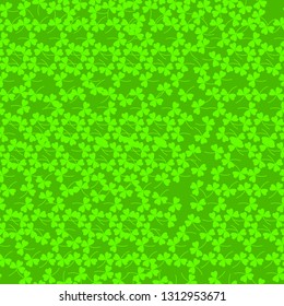 St. Patrick's Day, seamless pattern of green clover leaves on a dark green background. Perfect for wallpapers, pattern fills, web backgrounds, greeting cards. Vector illustration.