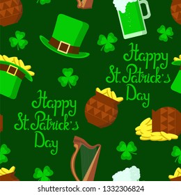 St. Patrick's day, seamless pattern vector