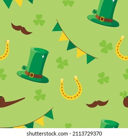 St Patrick's Day seamless pattern.  Ireland symbol pattern. 