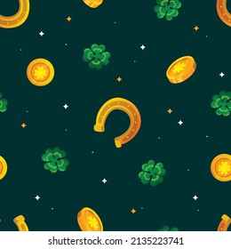 st patricks day seamless pattern green coin clover background texture wallpaper