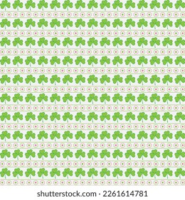 St Patrick's day seamless pattern design template. Outline green clover leaves on green background. Vector stock illustration
