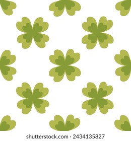 St. patrick's day seamless pattern, clover and gold coins. vector illustration