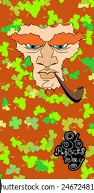 St. Patricks day Seamless pattern.  Monteith, shamrock, pot, hat