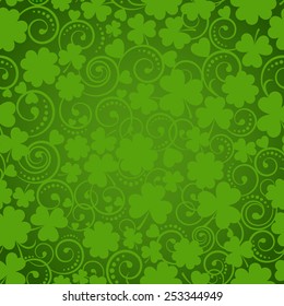 St. Patrick's Day seamless pattern with clover and swirls