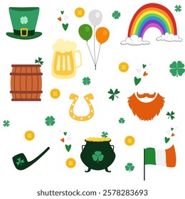 st. patrick's day seamless pattern background with illustration of patricks day elements