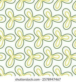 St. Patricks Day seamless pattern of doodle shamrocks on isolated background. Hand drawn design for St. Paddy day celebration, party decoration, wall paper, scrapbooking, textile, home decor.