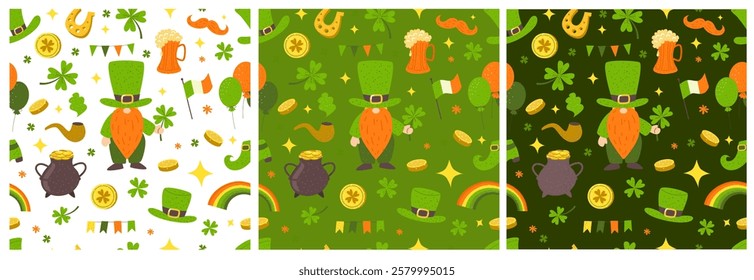 St. Patrick's Day Seamless Pattern Set