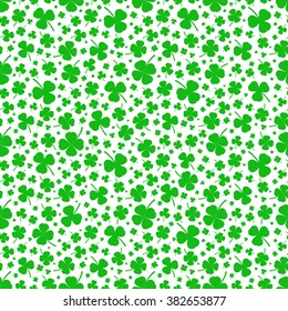  St. Patrick's Day seamless pattern, clover background, Vector Illustration