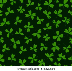 St. Patrick's Day seamless pattern, hand drawn clover background, Vector Illustration