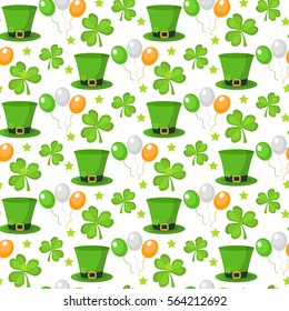 St. Patrick's Day seamless pattern. Endless background texture. Vector illustration